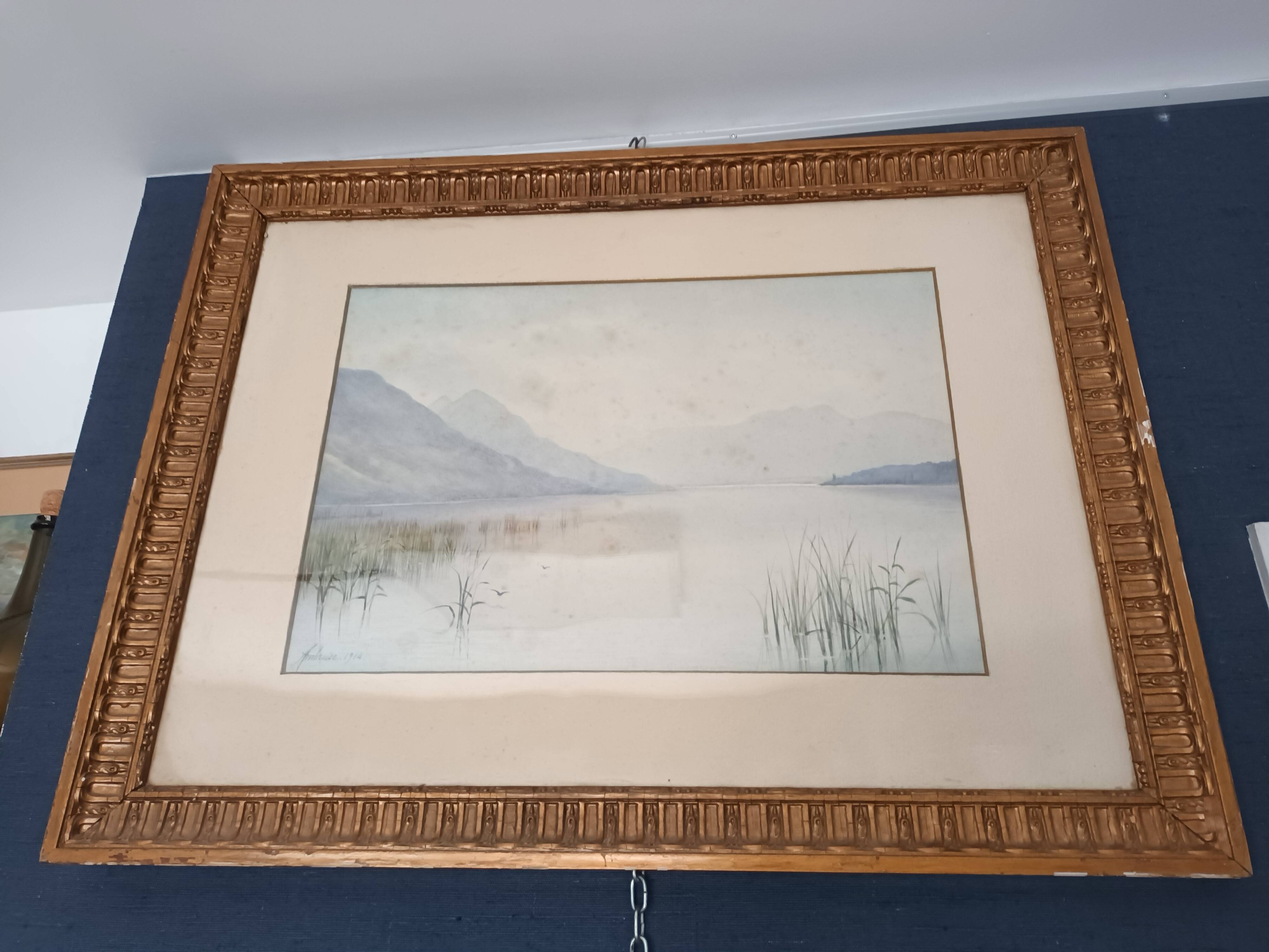 Pastel landscape signed ambroise 1914