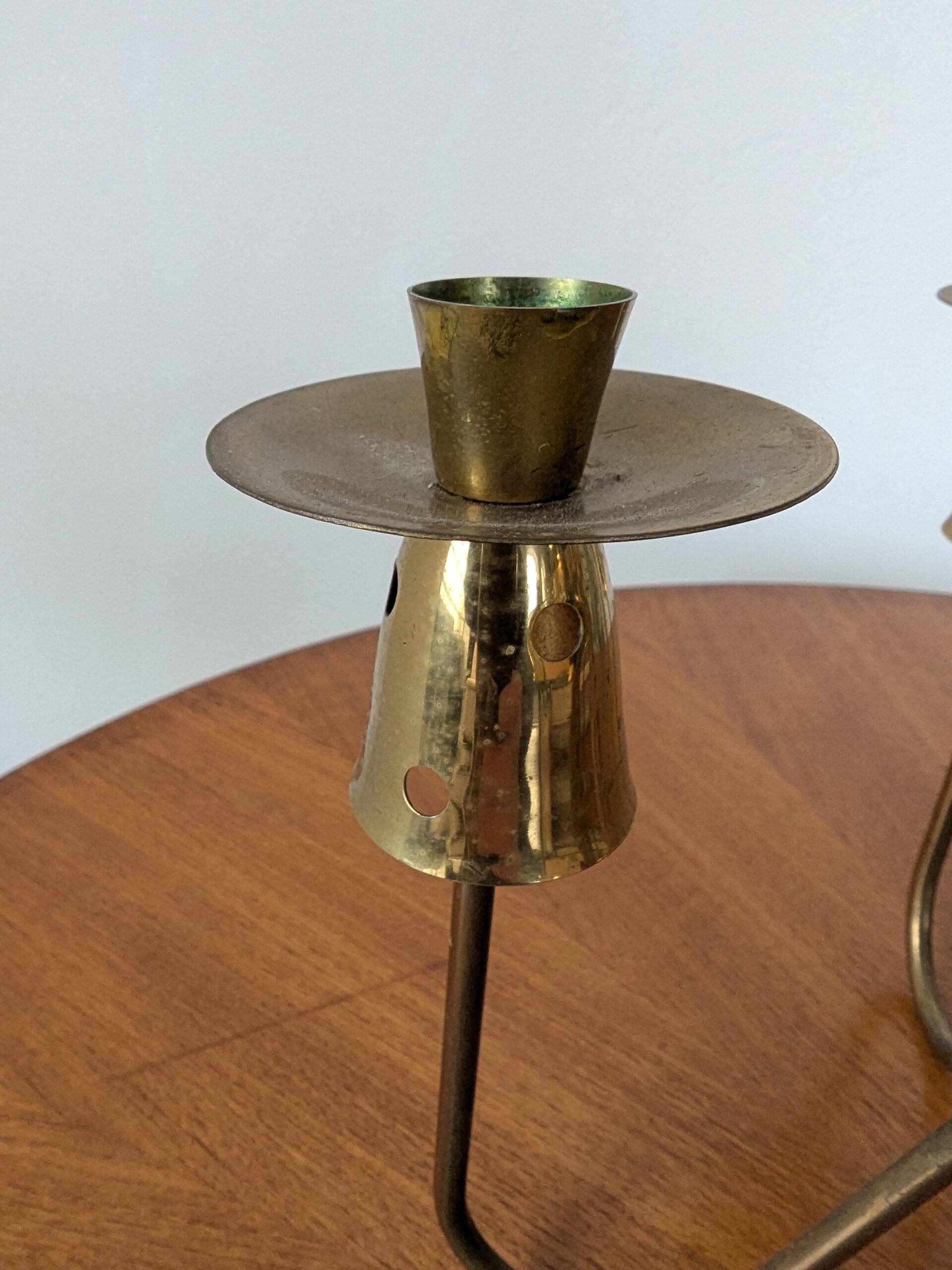 Brass and rattan candlestick