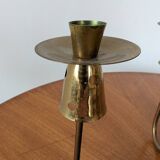 Brass and rattan candlestick