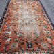 Orange and Blue Handmade Oushak Rug with Flowers