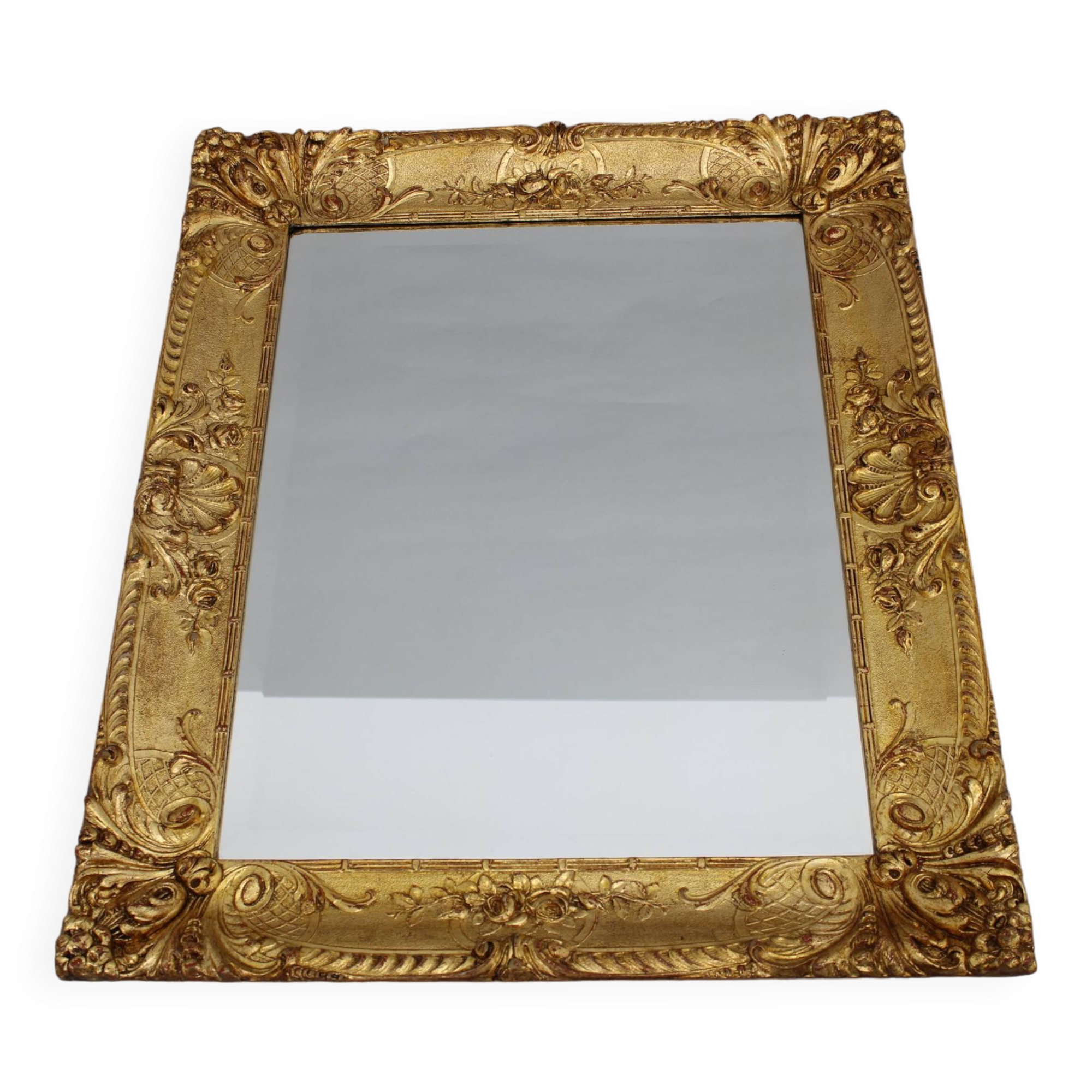 1940s Italian Mirror in Golden Wood Frame