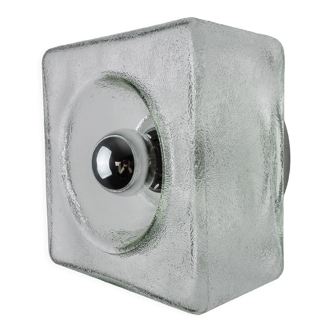 Frosted cubic wall lamp, murano glass, italy, 1970