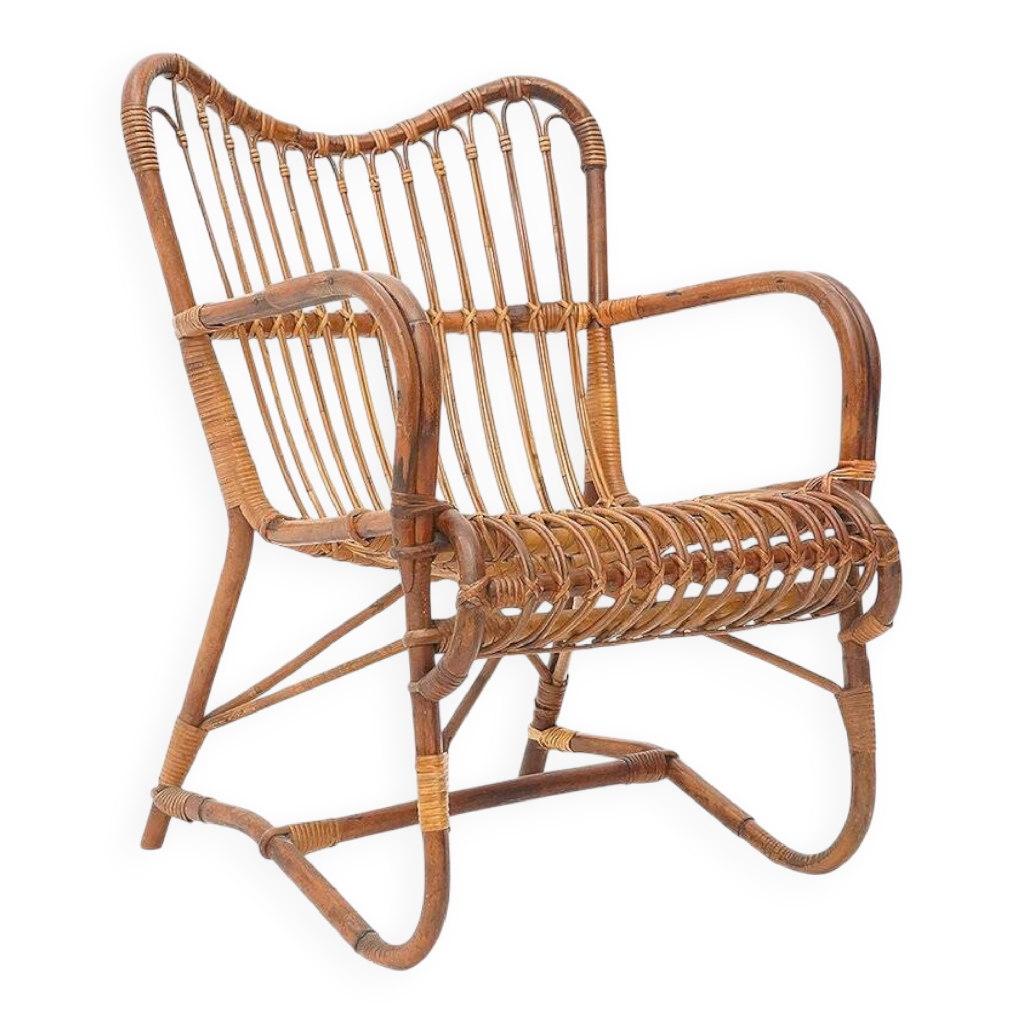Rattan armchair, 1950s