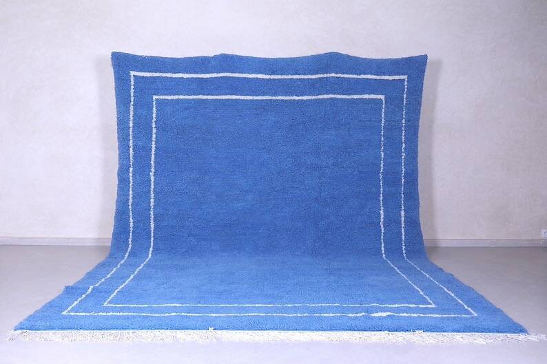 Handmade traditional blue Moroccan wool rug