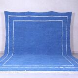 Handmade traditional blue Moroccan wool rug