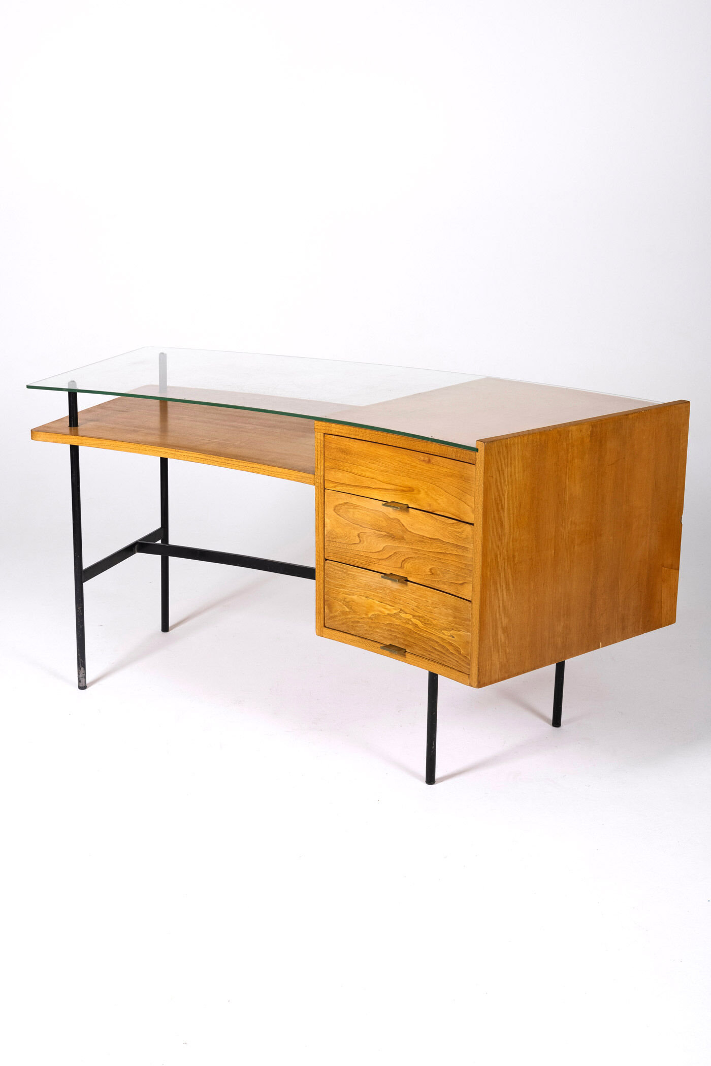 Bureau en bois et verre par Jean René Picard, 1960s