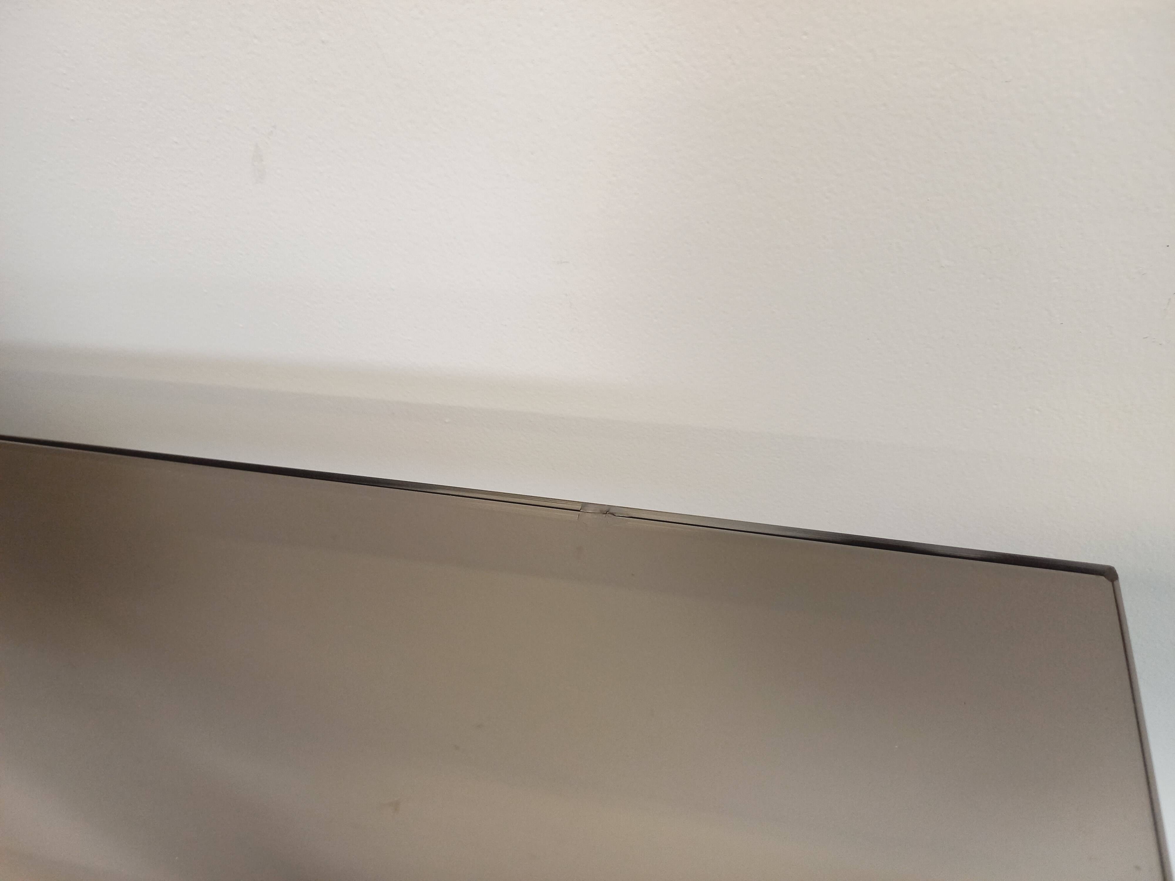 Large vintage wall shelf in smoked glass and white metal in String style.