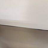 Large vintage wall shelf in smoked glass and white metal in String style.