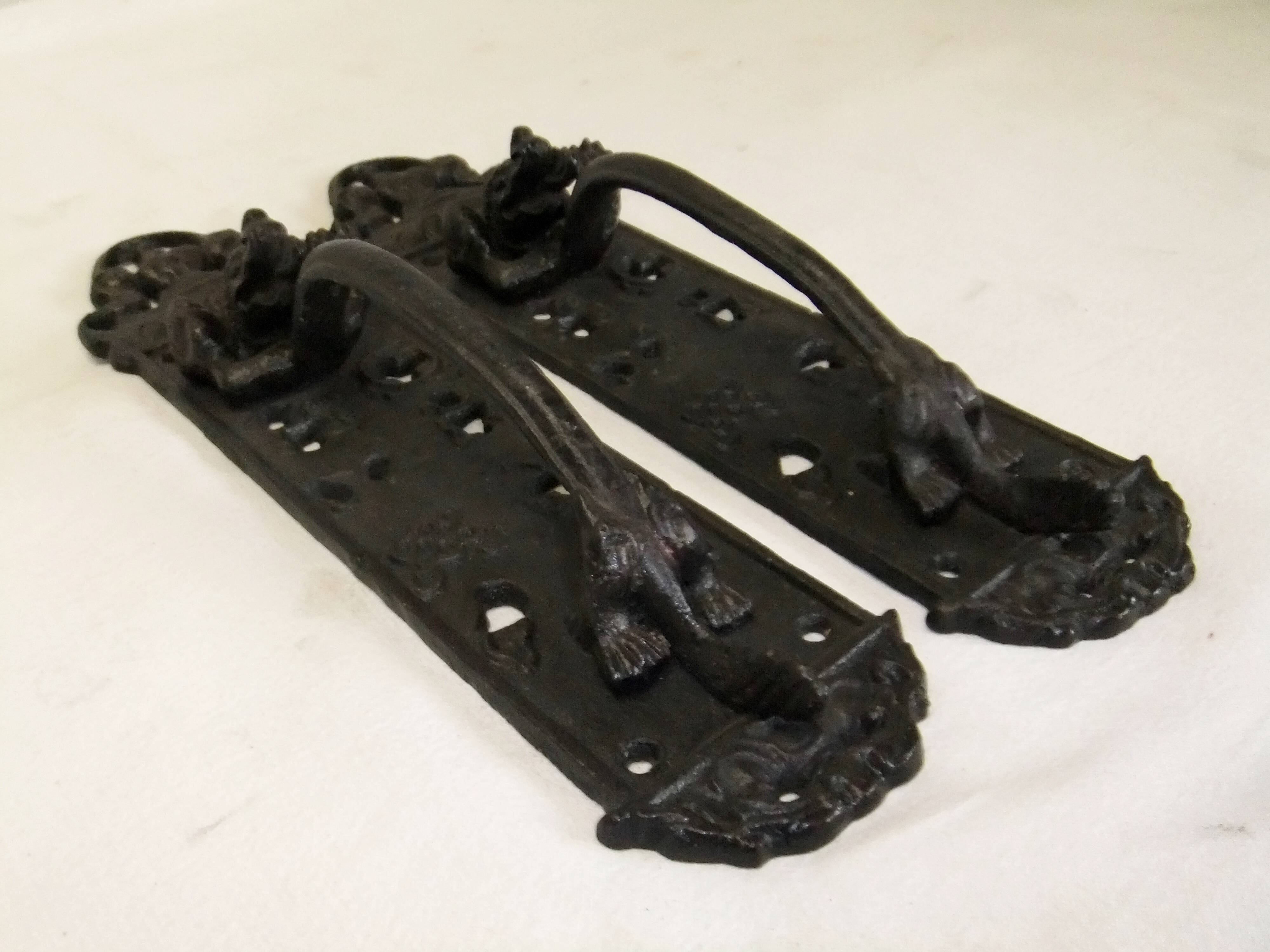 Cast iron dragon door handle 30cm pair