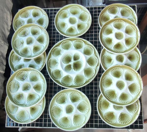 Ancien service à huîtres barbotine Moulin des Loups