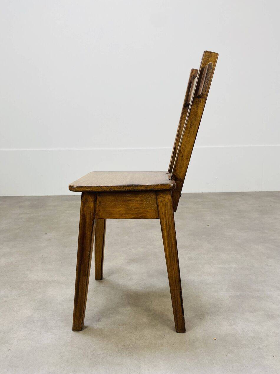 6 brutalist solid wood chairs, chalet decor, vintage