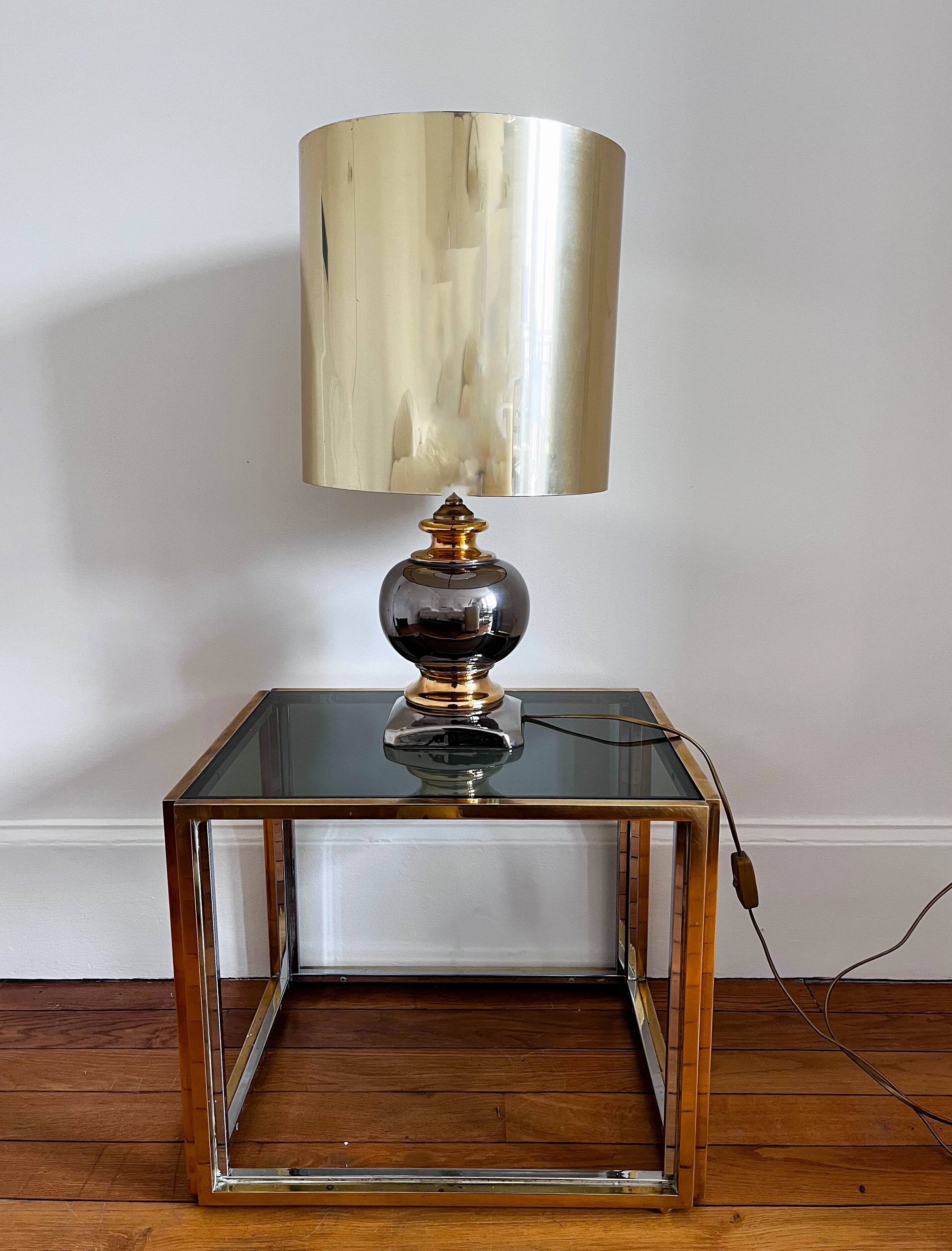Table lamp in chrome and gold ceramic, 1970s