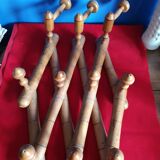Vintage wooden coat rack imitation bamboo accordion 10 patères