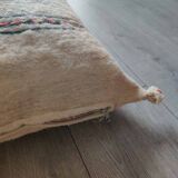 Off-white Berber cushion with wool pompom