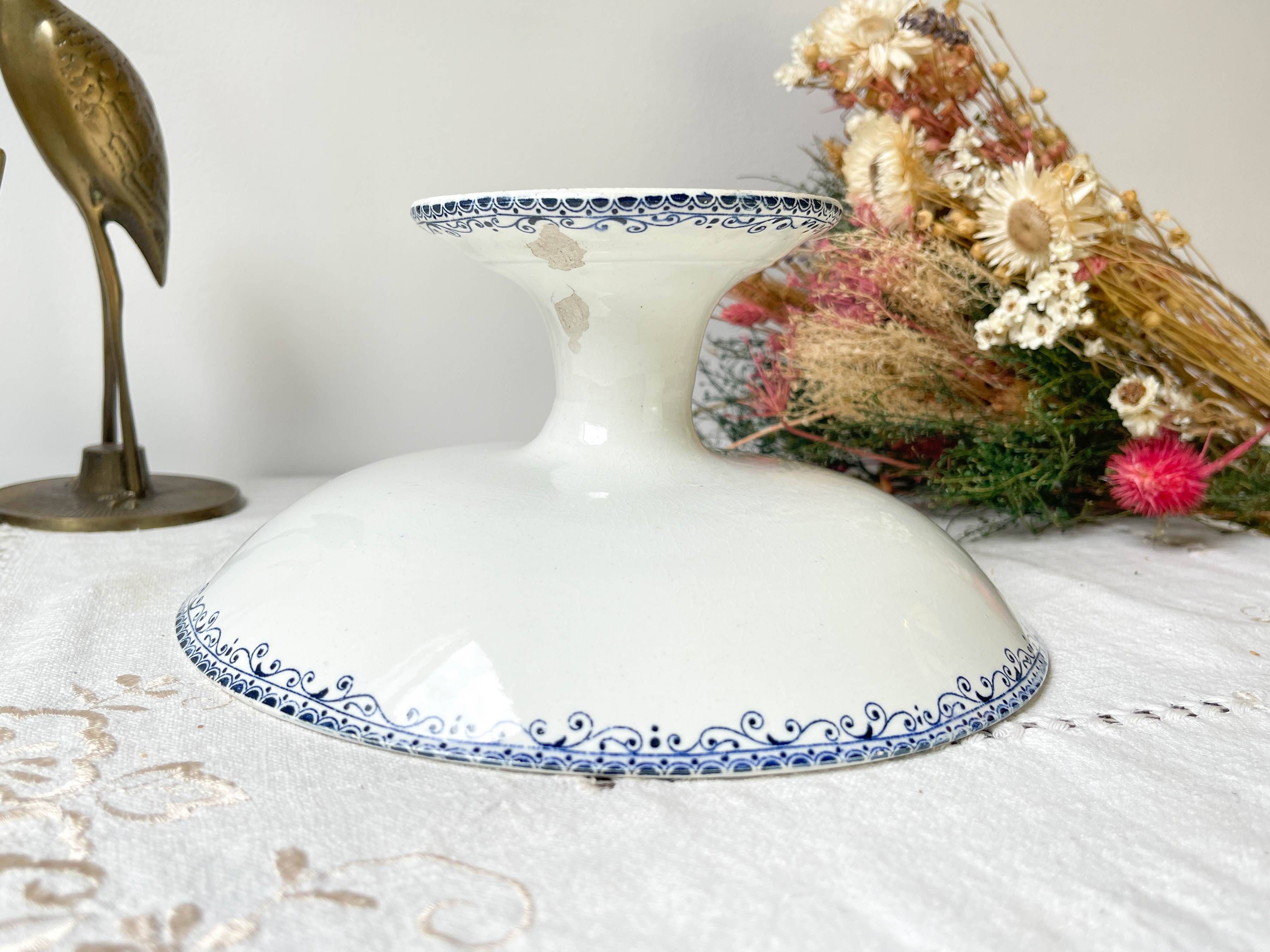 Vintage pedestal dish terre de fer hb&c balzac made in france