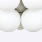 Kaiser Sputnik chandelier, molecular shape, 12 opal glasses, Germany, 1970s