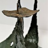 Pair of brutalist design metal candlesticks