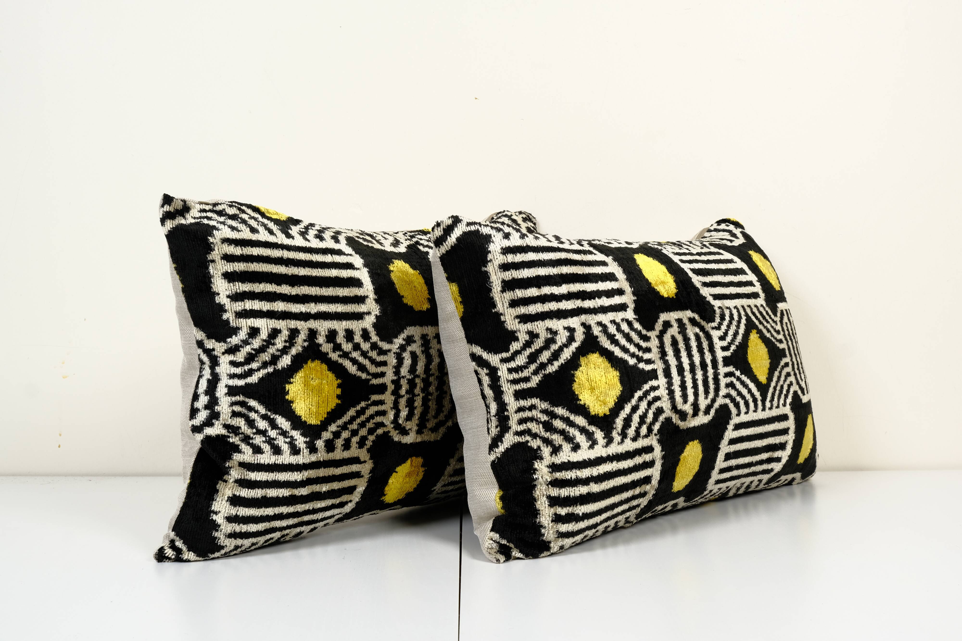 Set of two silk ikat velvet pillow covers