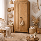 Parisian Art Deco wardrobe, raw wood.