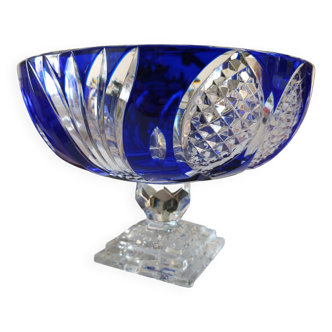 Blue and white bi-color crystal bowl