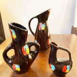 Set of three ceramic pitchers