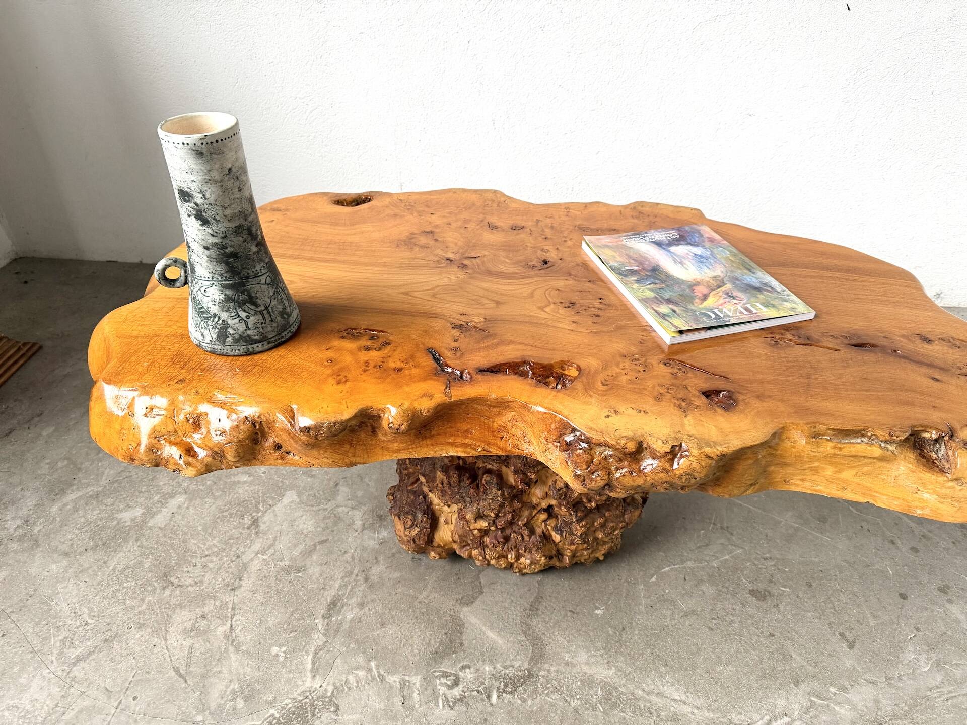 "Free-form" coffee table in solid elm.