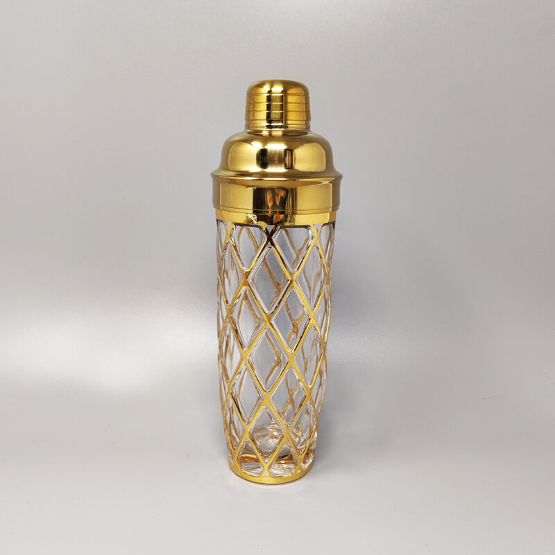 2000s cocktail shaker with 4 glasses by Altuzarra. Made in Usa
