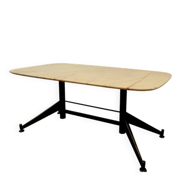 Table basse en acier et marbre italien du milieu du siècle