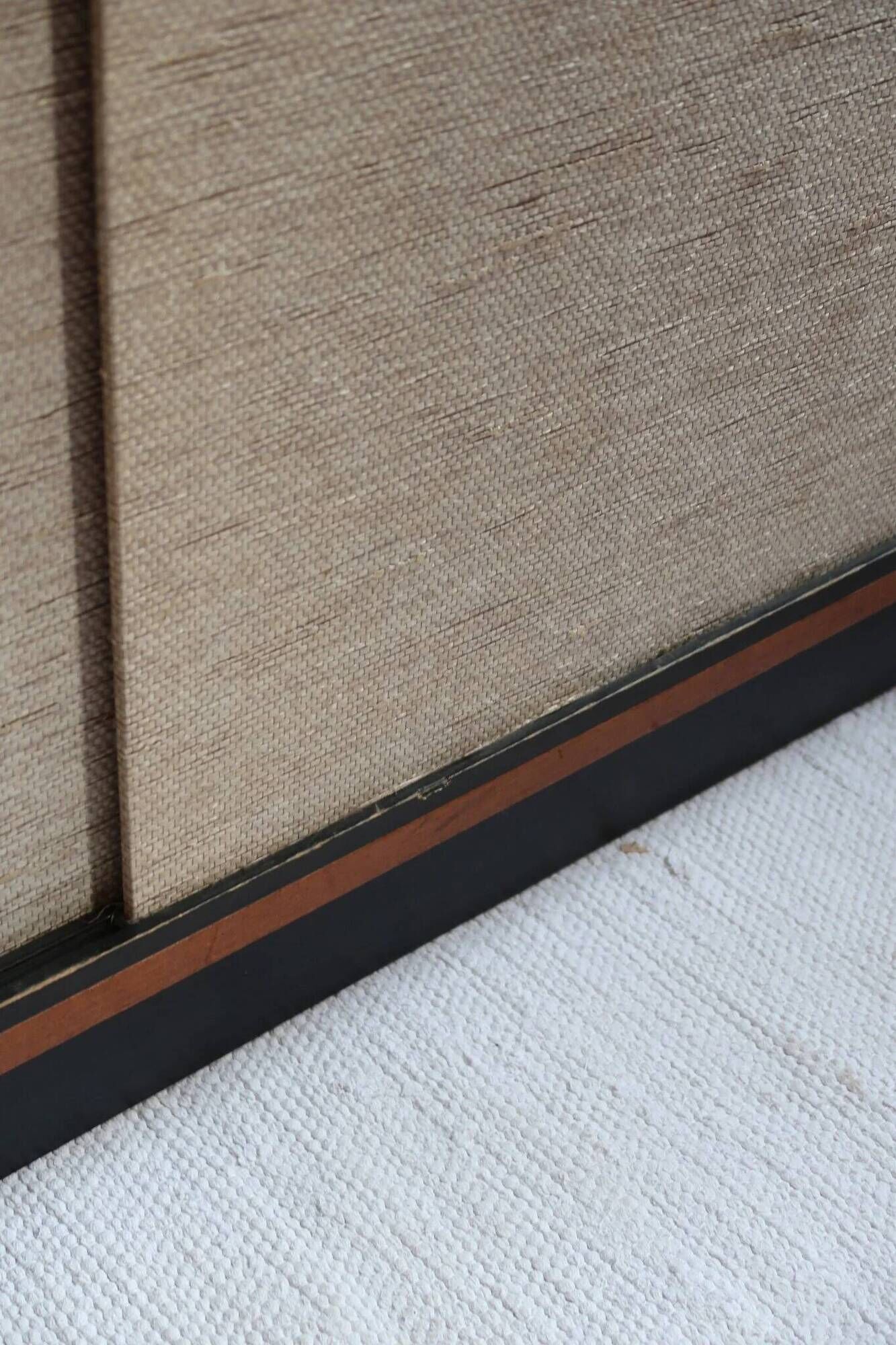 Teak enfilade, sliding canvas doors, 1960s.