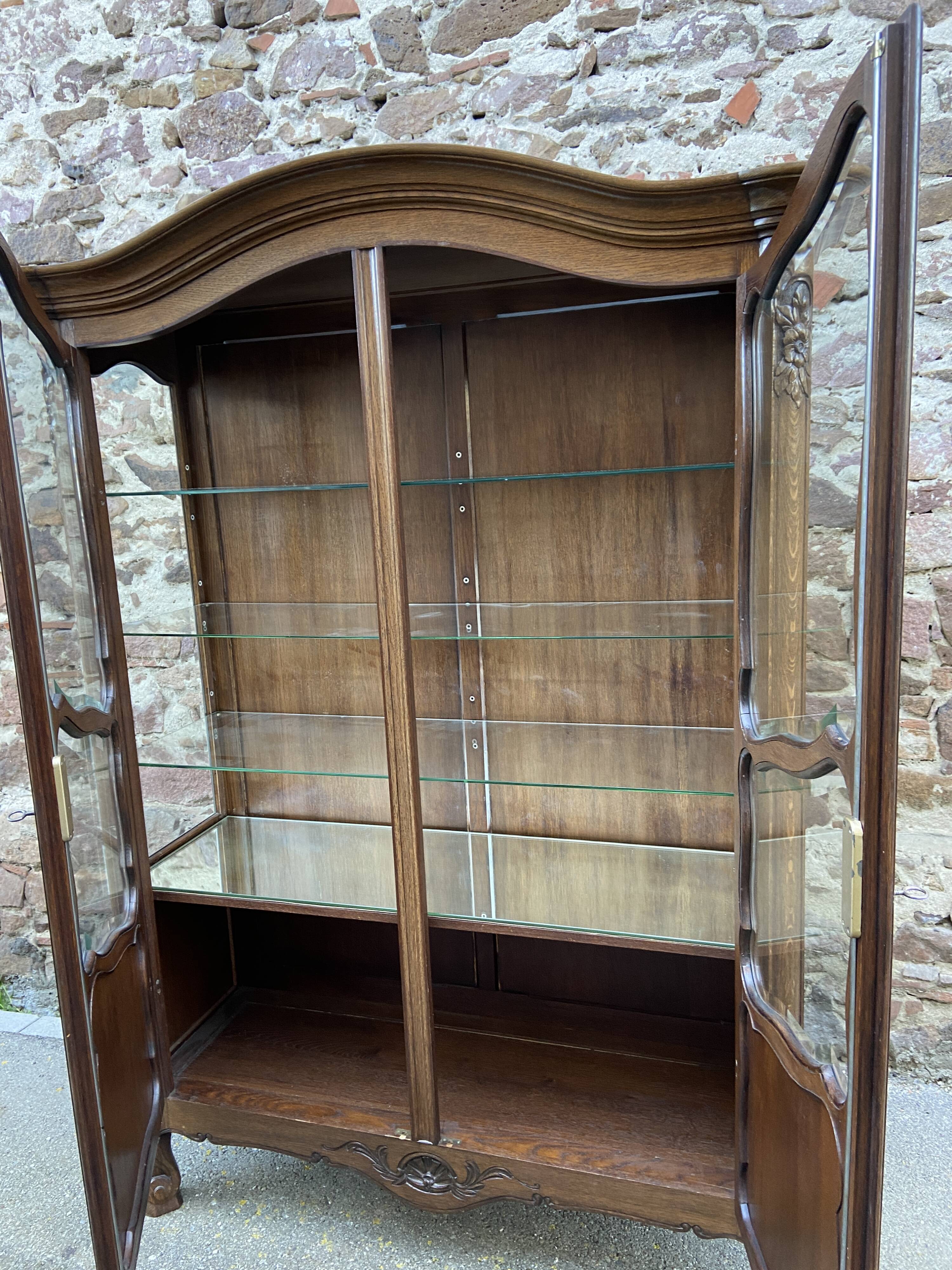 Display Cabinet Silver Cabinet Bookcase Provence Rocaille Louis XV Carved Oak 1960