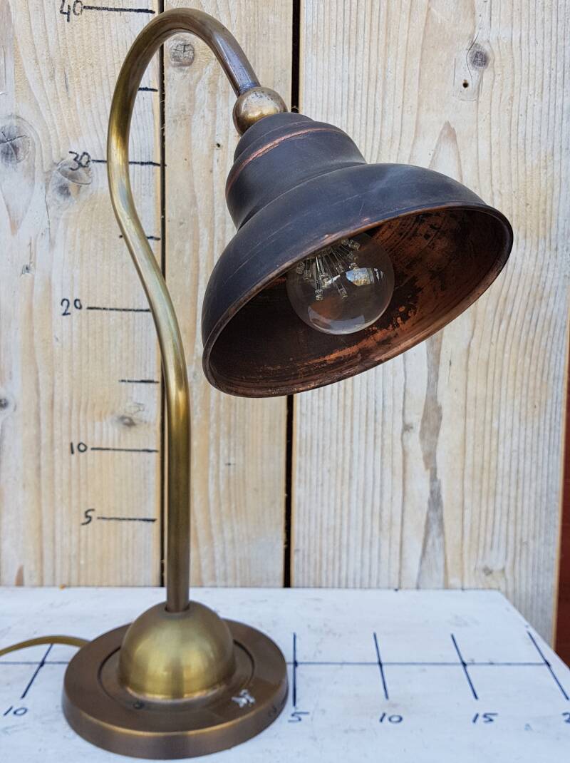 Antique English copper desk lamp