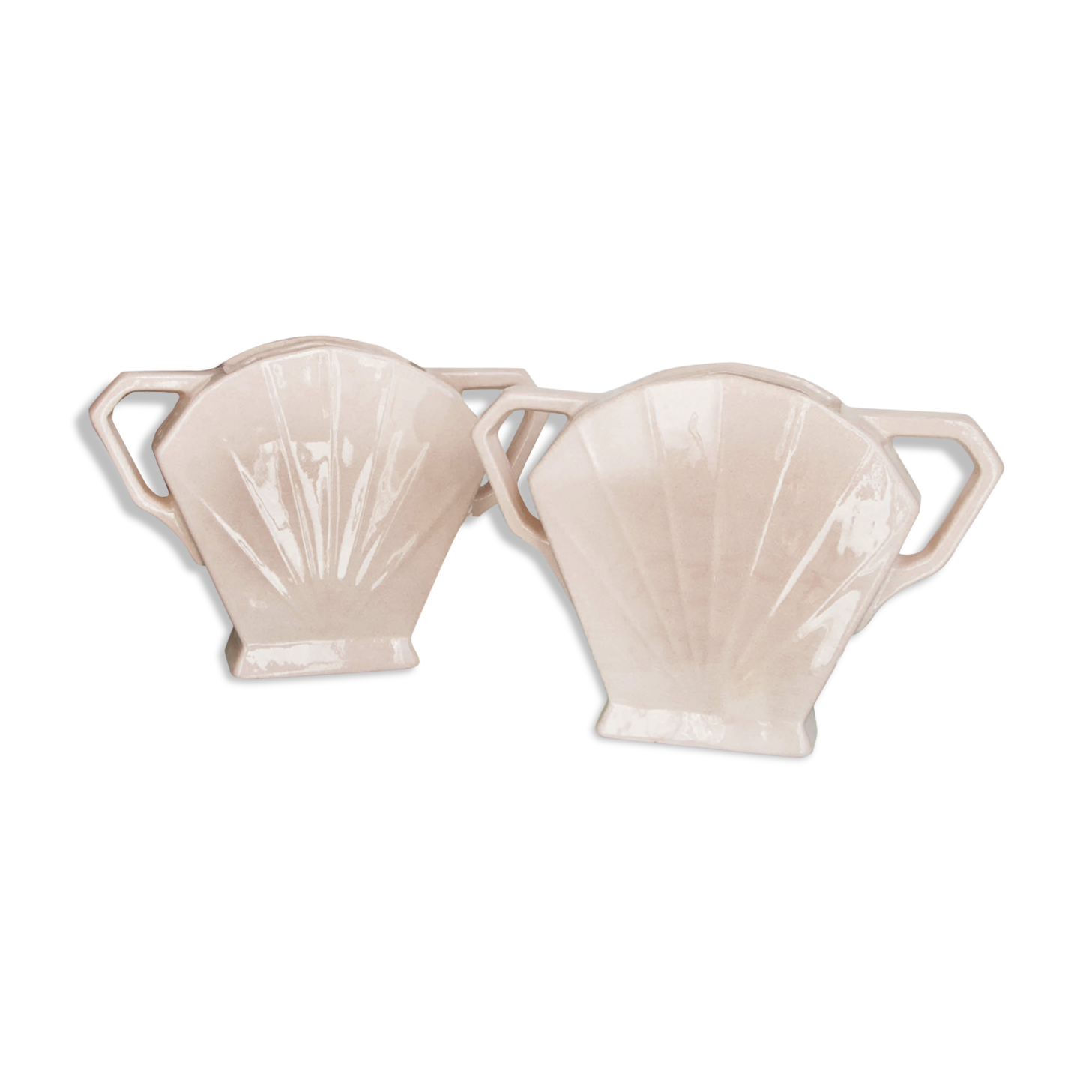 Paire de vases vintage en forme de coquilles st jacques