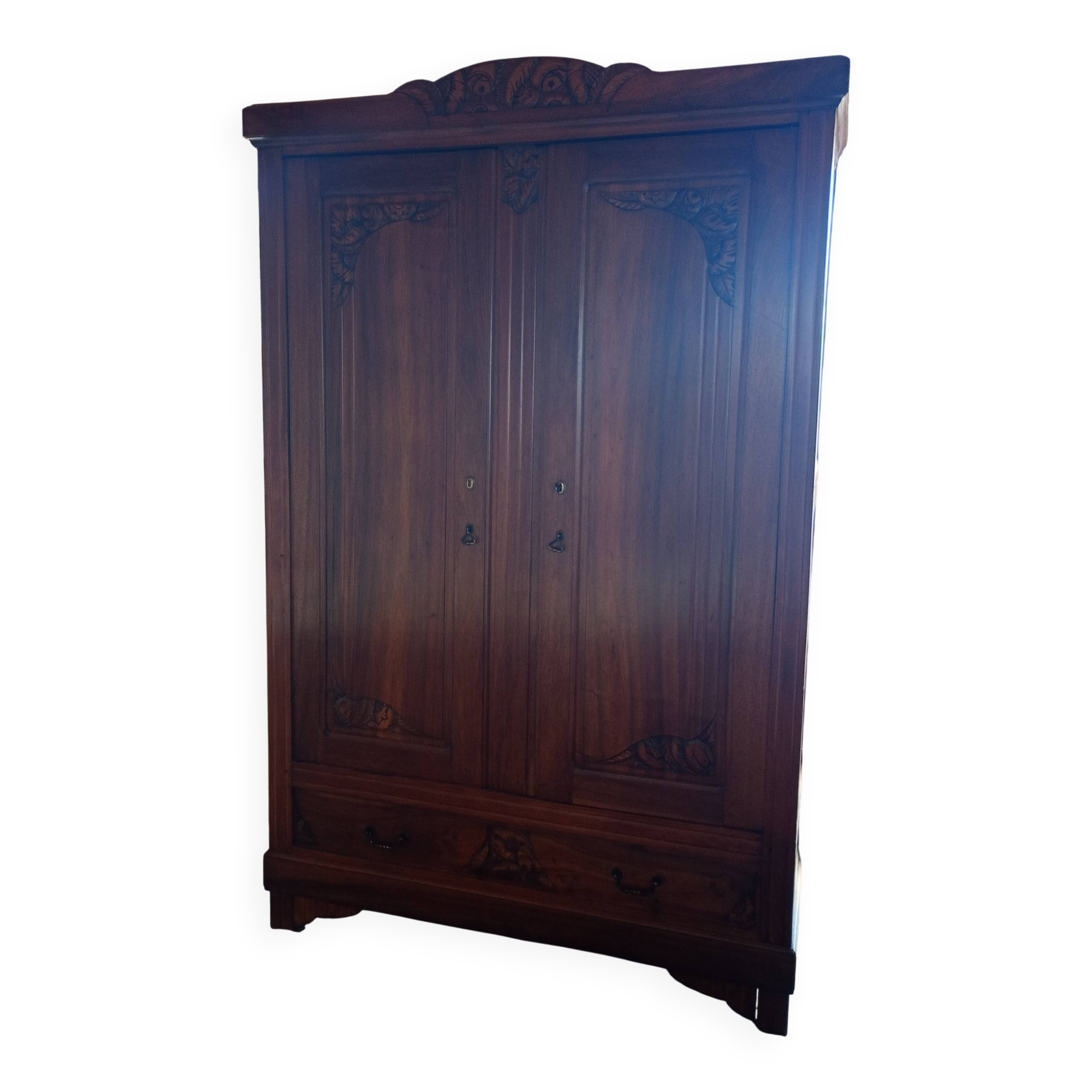 Antique solid wood wardrobe