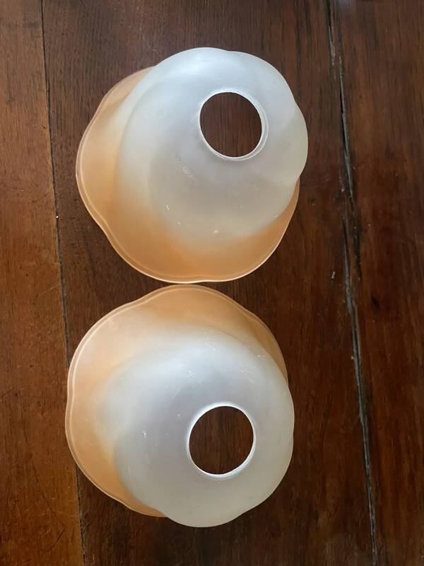 2 vintage frosted glass tulips