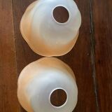 2 vintage frosted glass tulips
