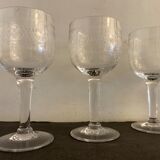 10 blown and engraved stemmed glasses