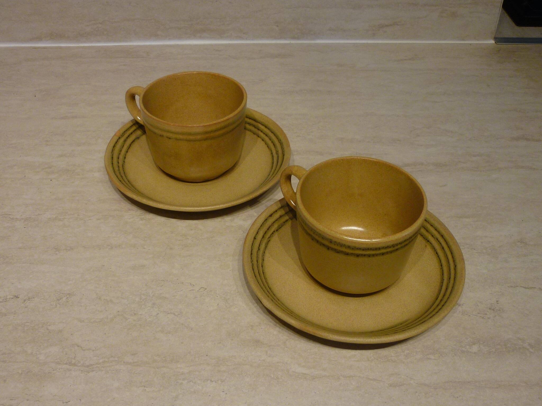 Pair of Sarreguemines cups and saucers