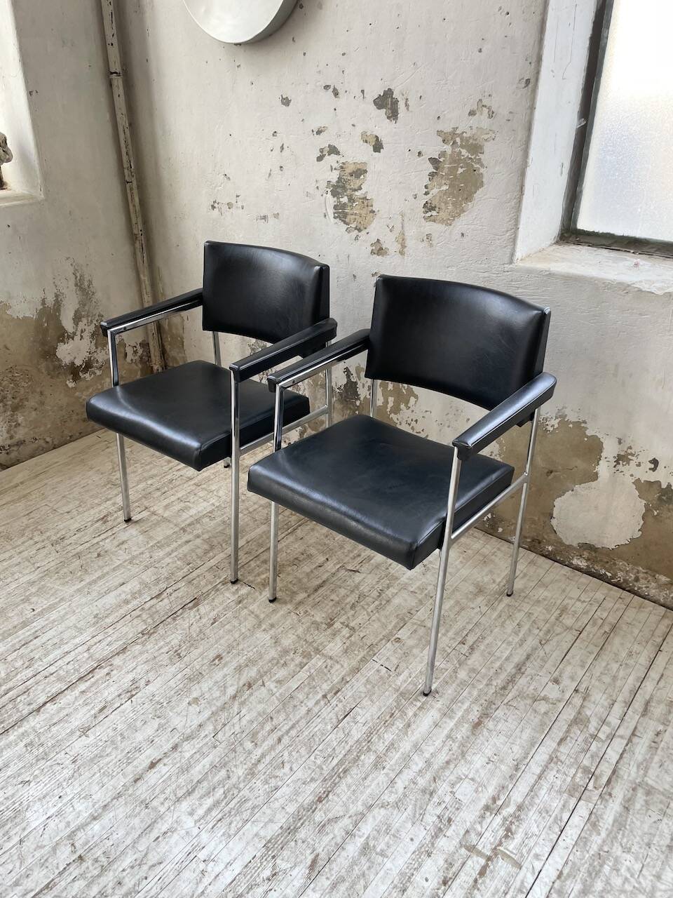 Pair of chrome office chairs