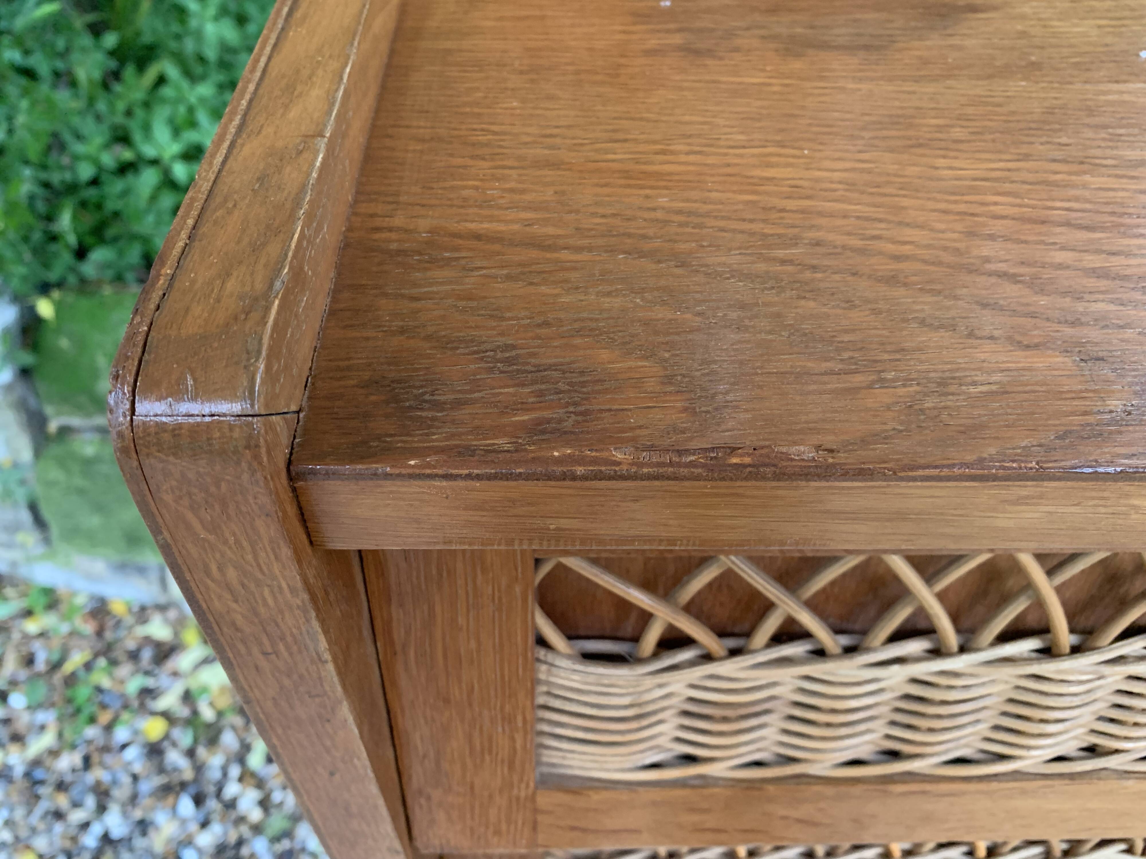 Vintage rattan chiffonier with compass feet 1950