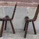 Pair of brutalist tripod stools