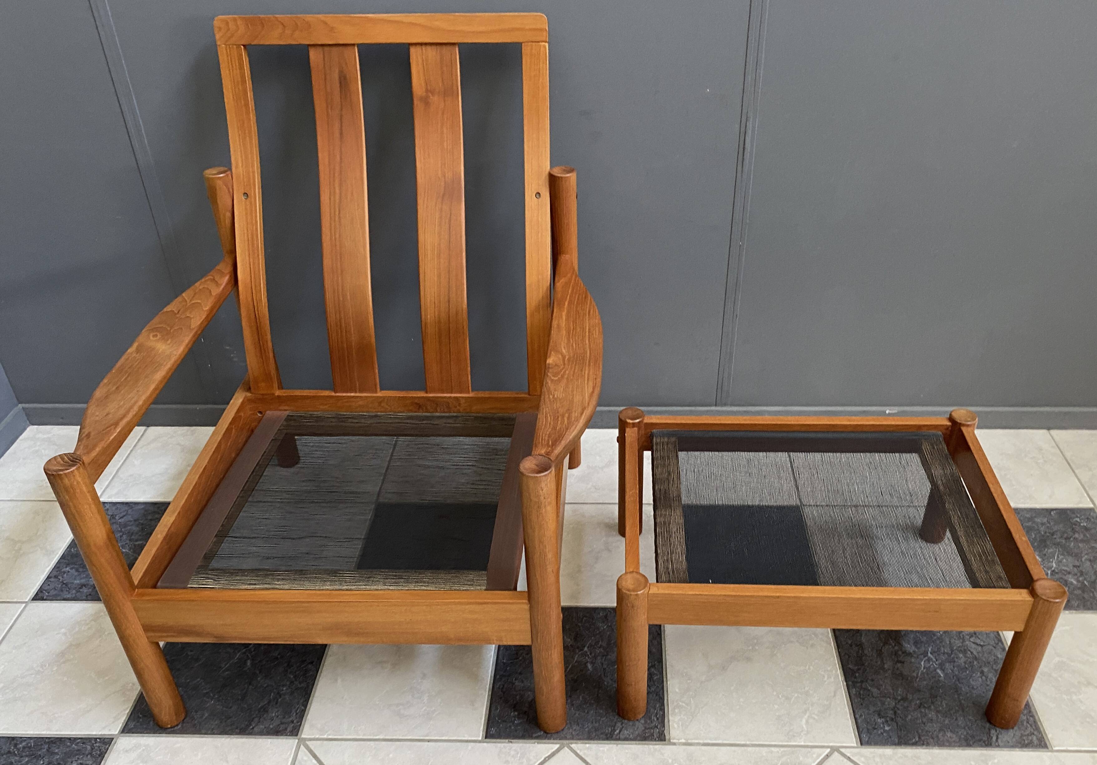 High back relax chair with hocker 1960s by Tarm Stole Denmark