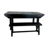 Brutalist elm table Wabi-sabi spirit and its 2 benches