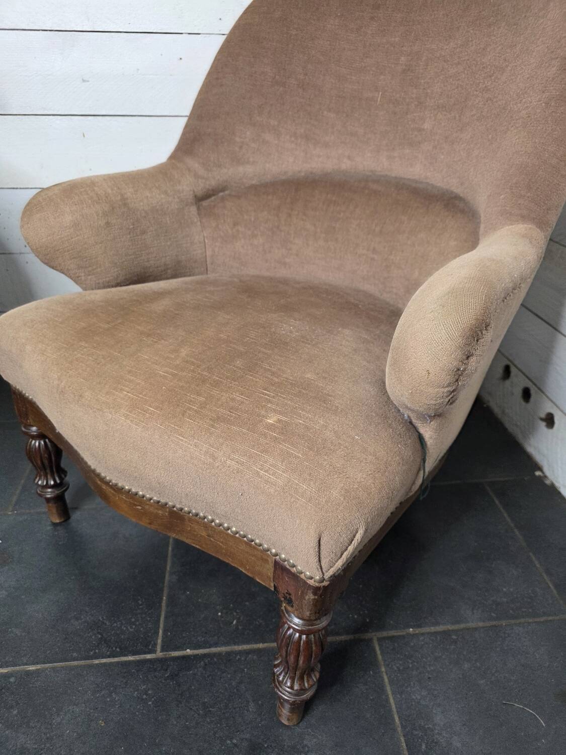 Louis Philippe style mahogany toad armchair