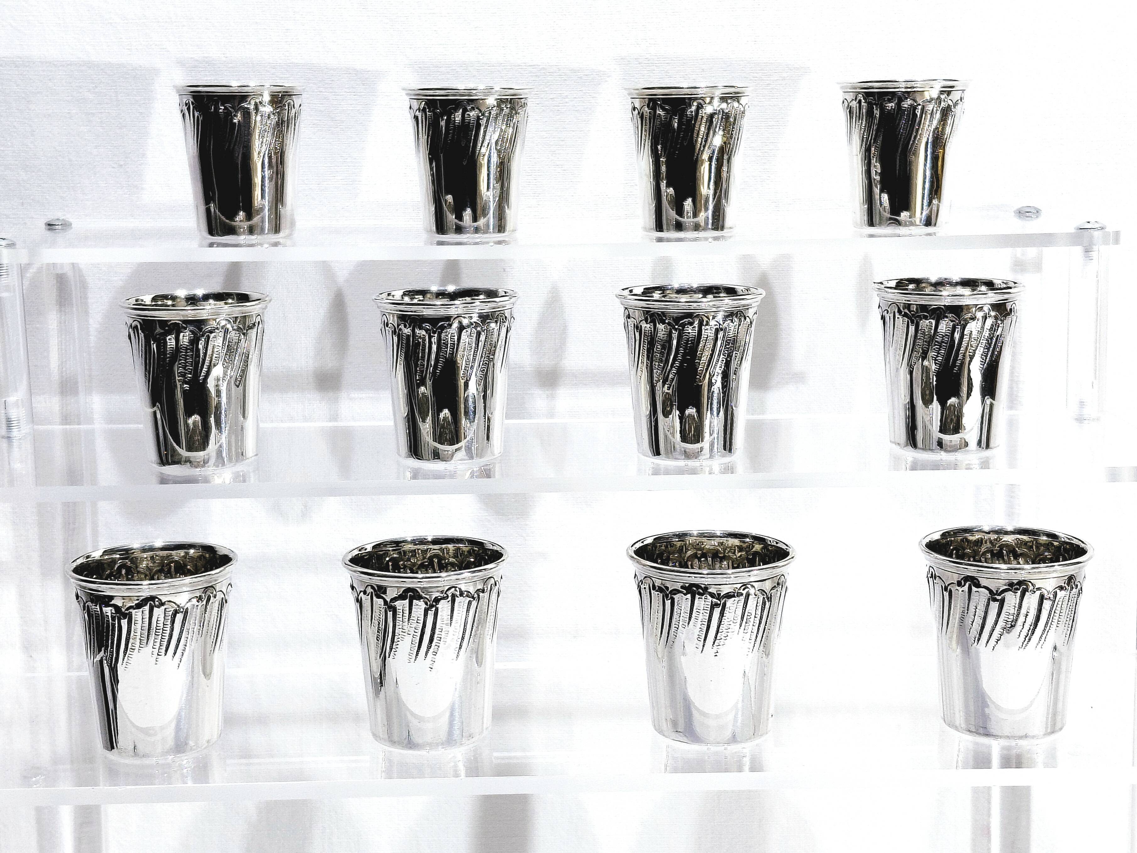 12 silver liqueur glasses