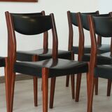 Series of 6 chairs in skai and teak