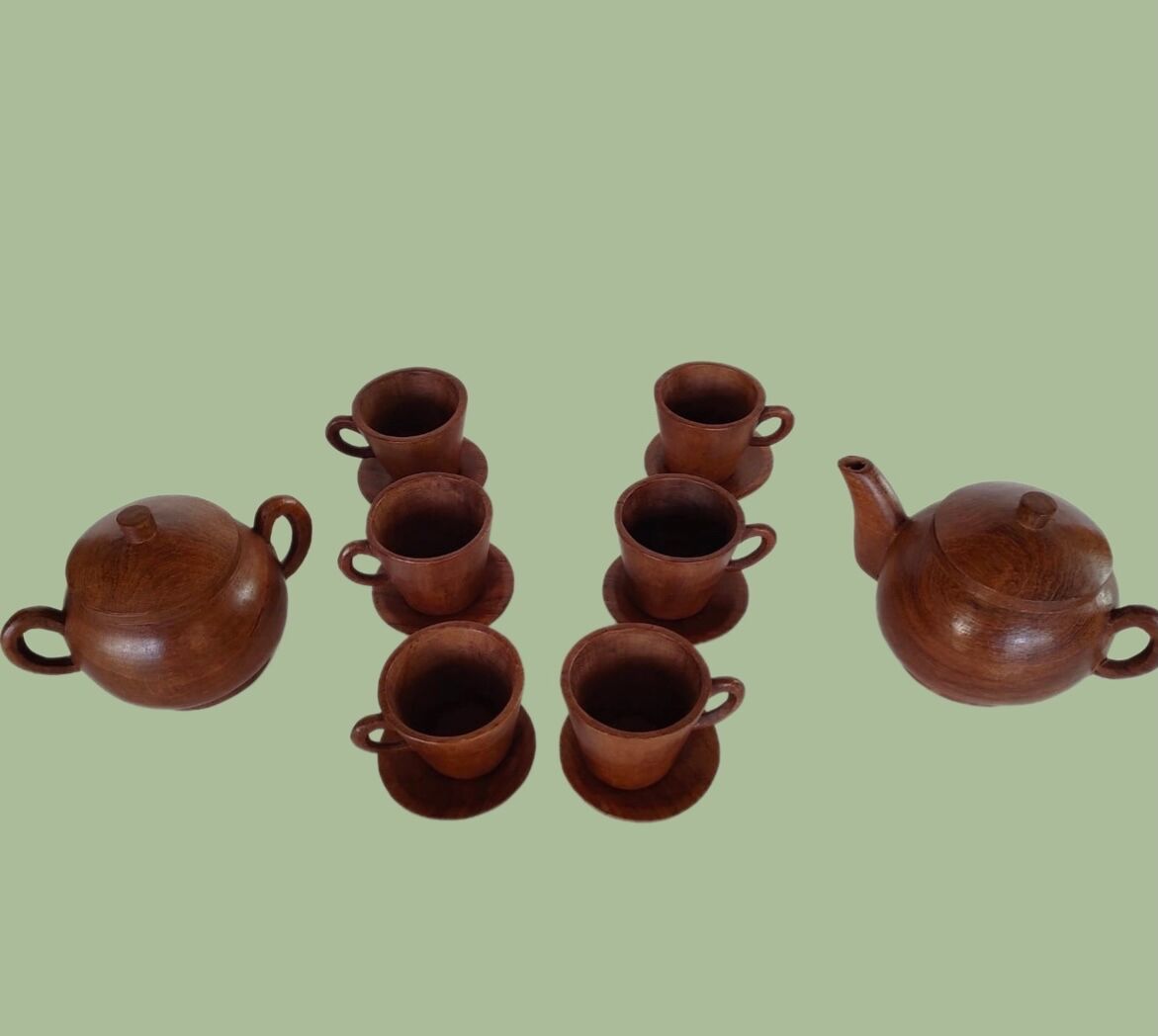 Exotic wooden tea set