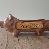 Cochon en grès, présentoir pour saucisson Vallauris