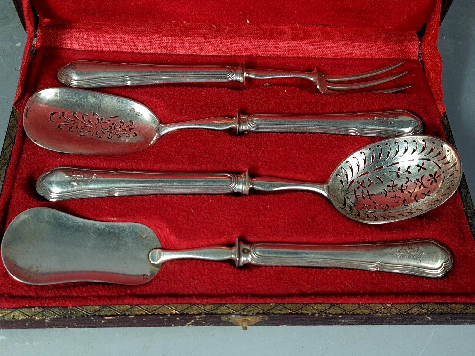 Service of 4 cutlery with silver sweets 201 gr late nineteenth century SB