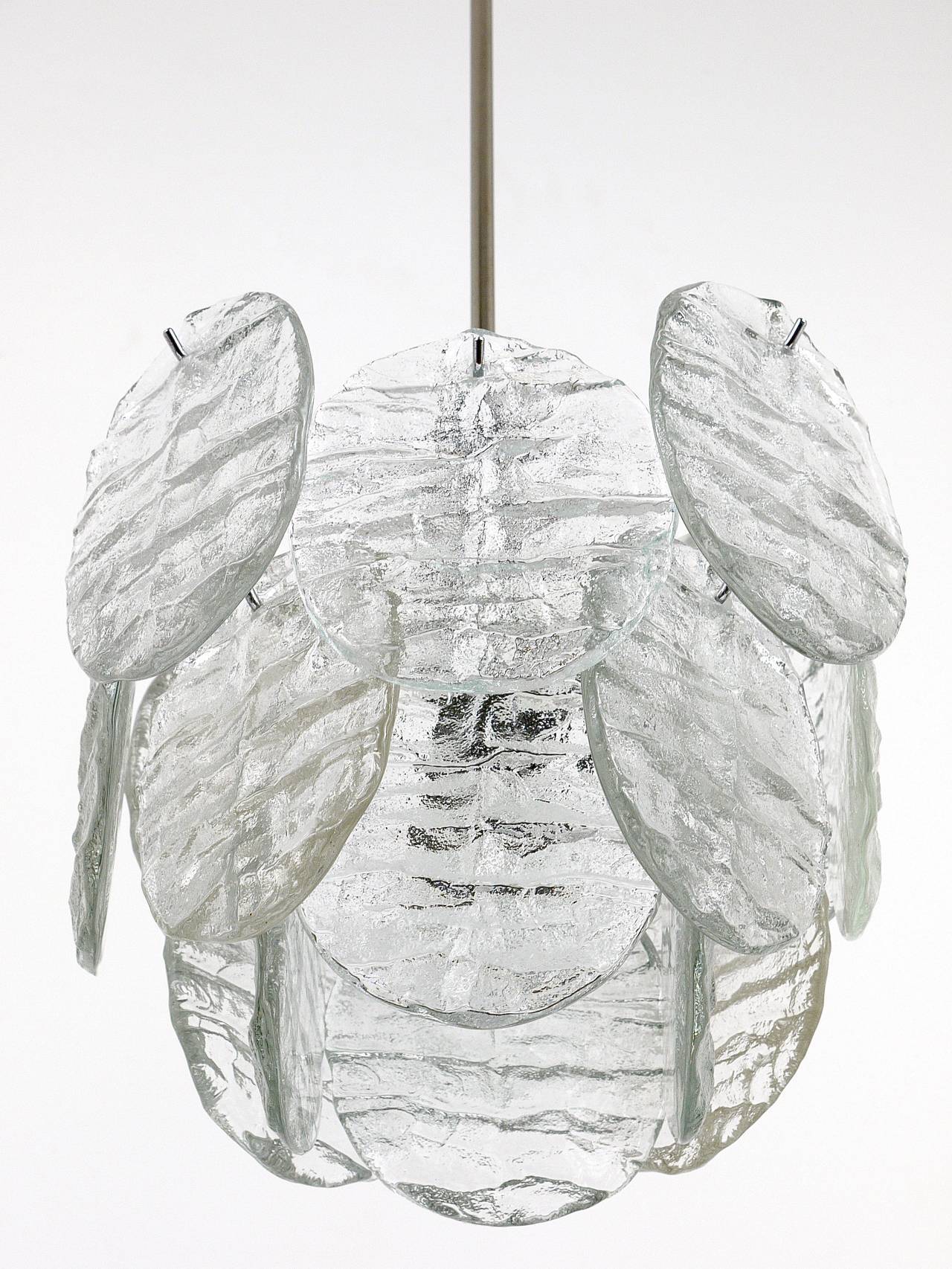 J.T. Kalmar Vienna Lustre Mid-Century in Glazed Glass, Austria, 1960s