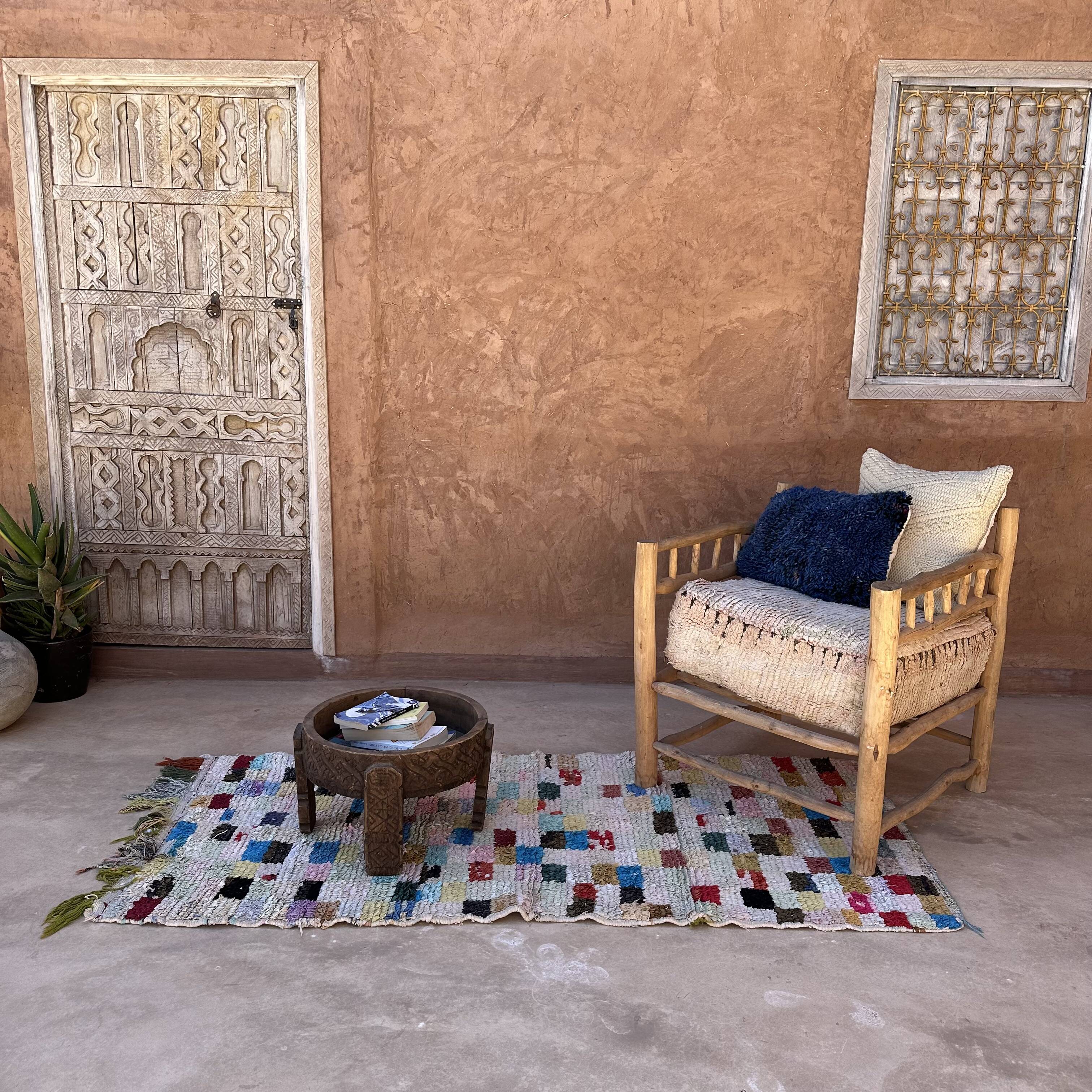Colorful Boucherouite Moroccan rug - 87 x 190 cm